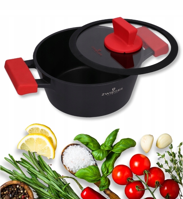 Zwieger Obsidian Garnek 2 L Z Pokrywką 20 CM Indukcja Powłoka Greblon