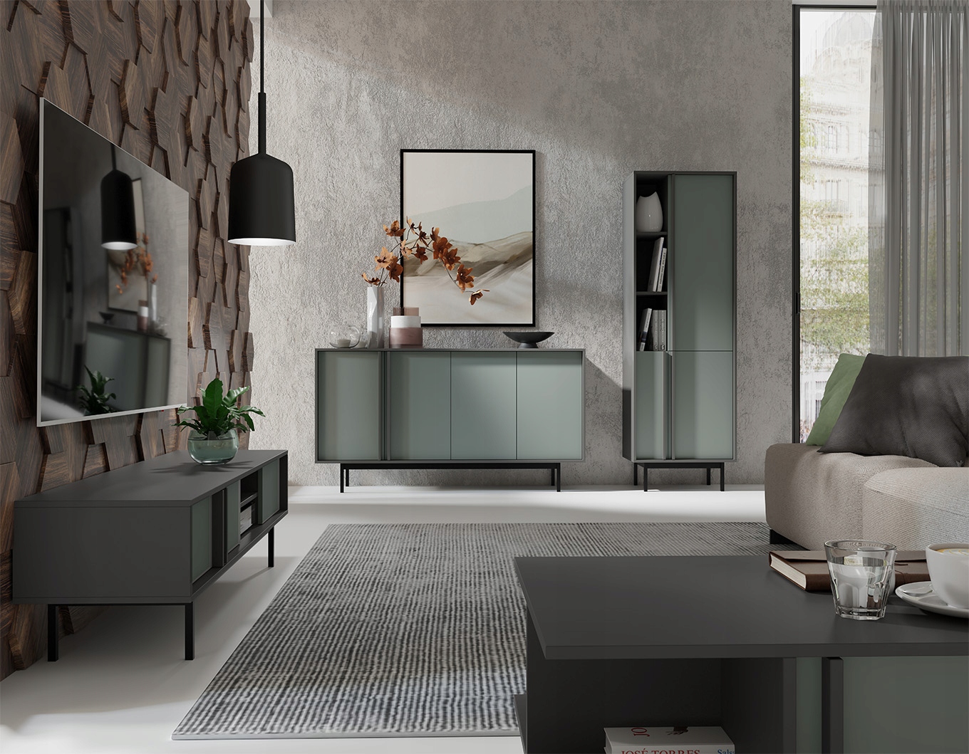 Komoda nr. 6 ASLY - antracyt /aloes Kolekcja ALSY