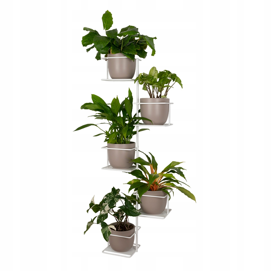 Držiak Na Kvetináč Džungľa 3 nástenný závesný na 5 rastlín na kvety na stenu biely