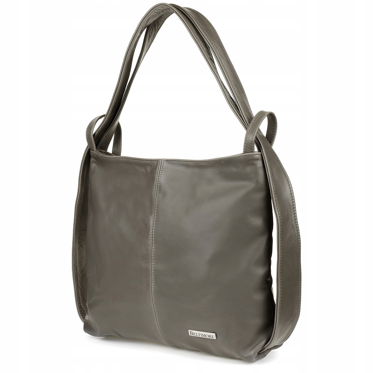 Batoh Dámská kožená kabelka A4 velká taška shopperka 2v1 šedá Beltimore