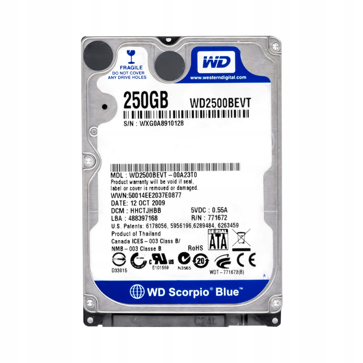 Wd Blue 250GB 5.4K 8MB Sata II 2.5'' WD2500BEVT