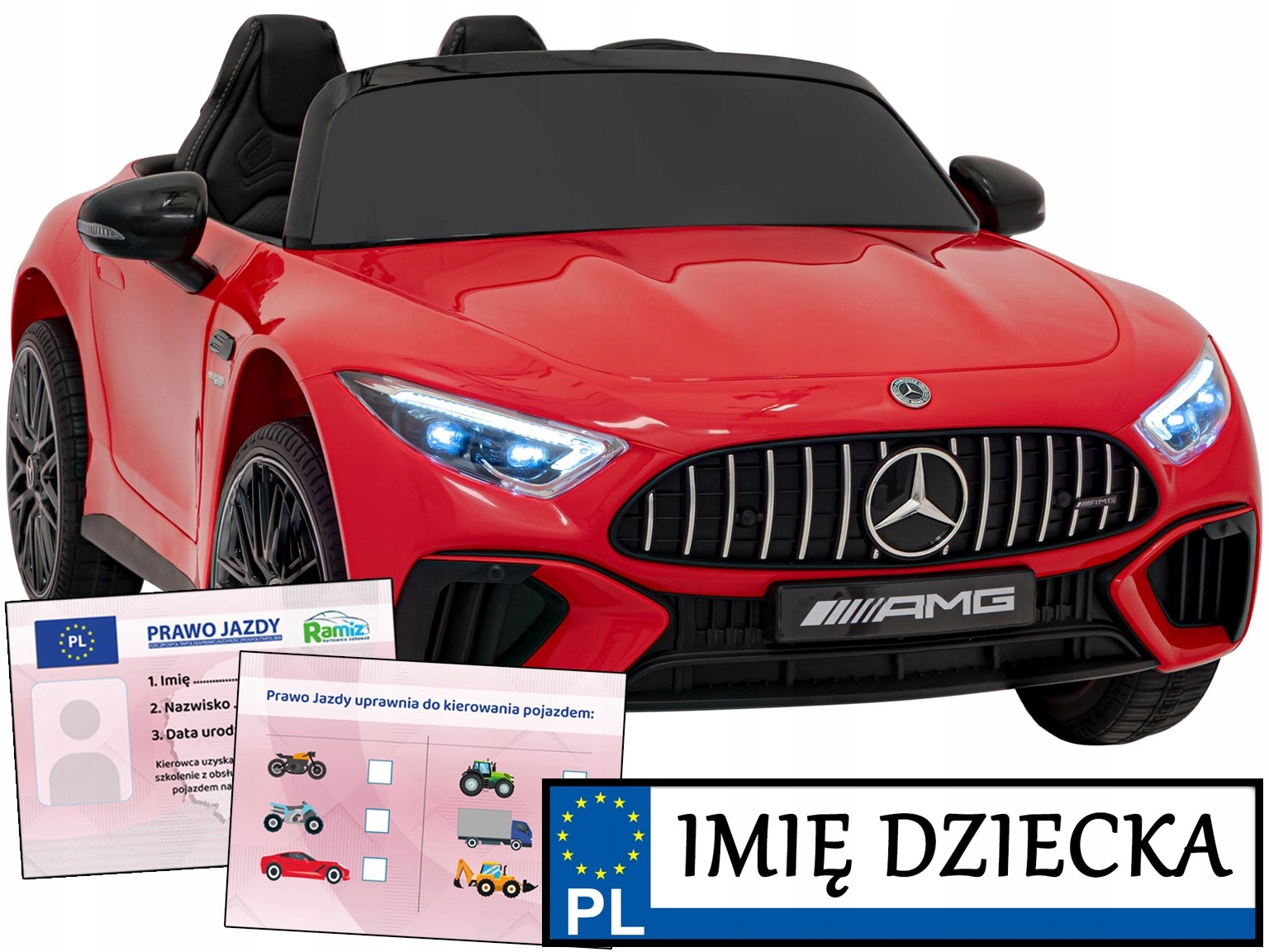 auto na akumulator Mercedes Benz Amg SL63 Tablica Imienna prawo jazdy Pilot