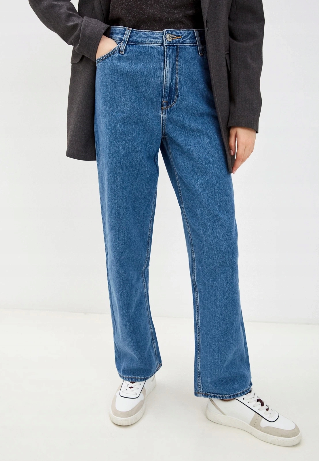 Dámské široké džíny Lee Wide Leg Long Stone L31ZJLFD 27/33