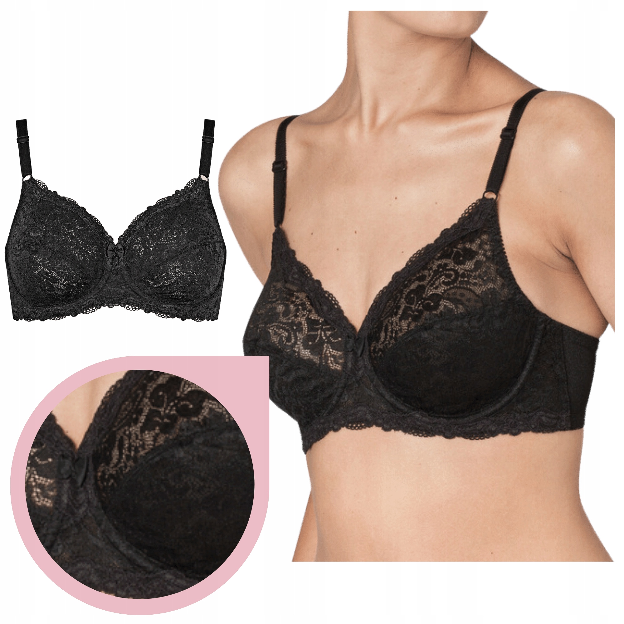 Podprsenka Triumph Compliment W černá měkká krajková podprsenka 90F