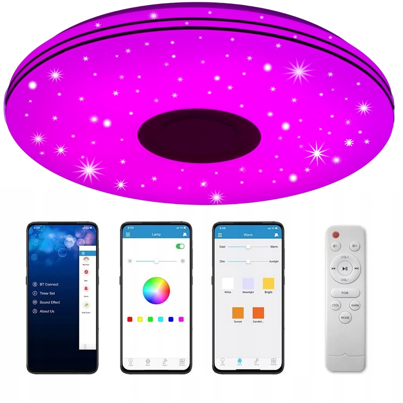 Led Rgb Stropná Lampa S Bluetooth Reproduktorom Farebná 72W Diaľkový Ovládač Aplikácia