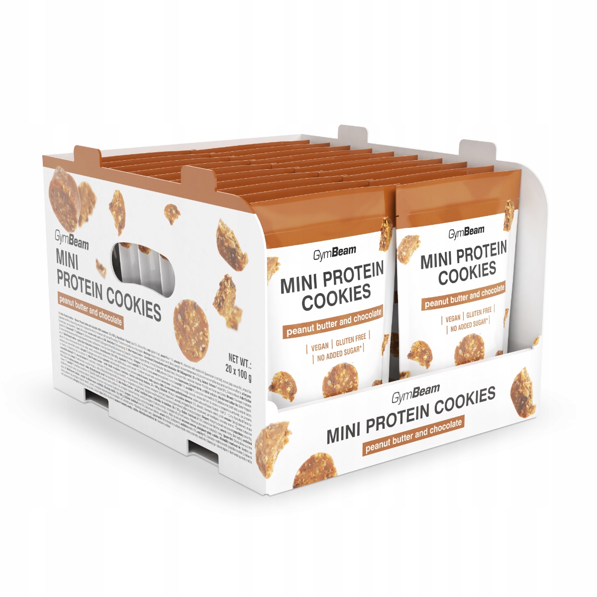 Mini Ciastka Proteinowe Bez Glutenu GymBeam czekolada 20 x 100g