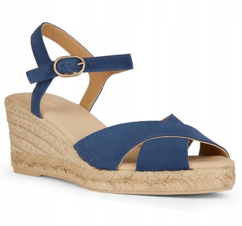 Geox D Gelsa Dámské Sandály Na Klínku Kožené Modré 38 Jtl