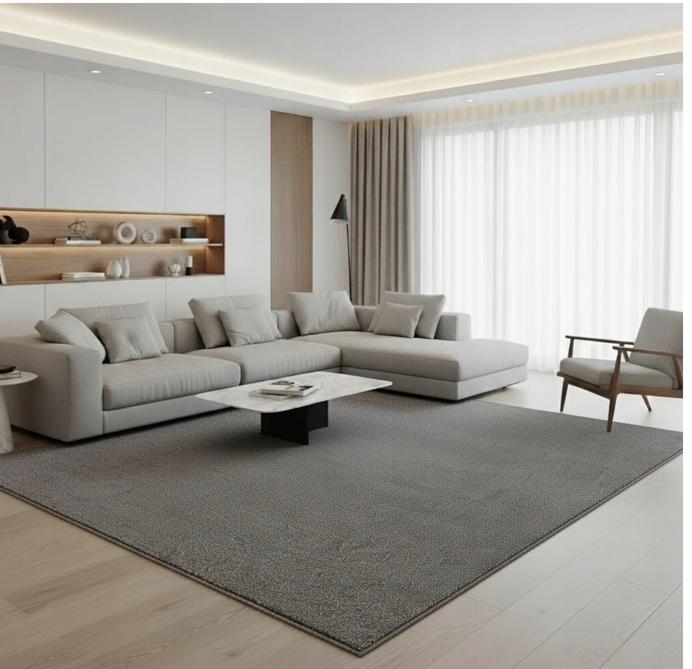 Koberec 120x170 cm do obývacího pokoje obdélníkový, měkký, krátký, světle šedý