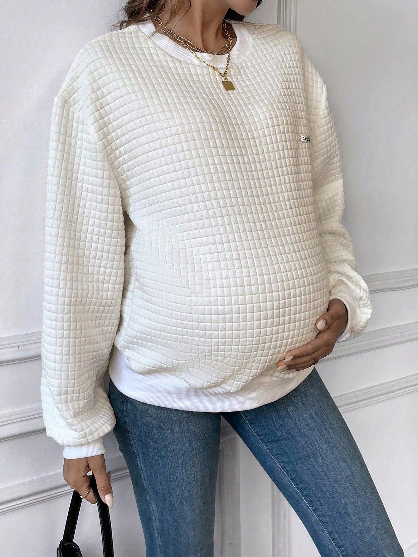 BIAŁA CIĄŻOWA BLUZA PIKOWANA TEKSTURA KLASYCZNA PROSTA DŁUGI RĘKAW SHEIN 38 Marka Shein