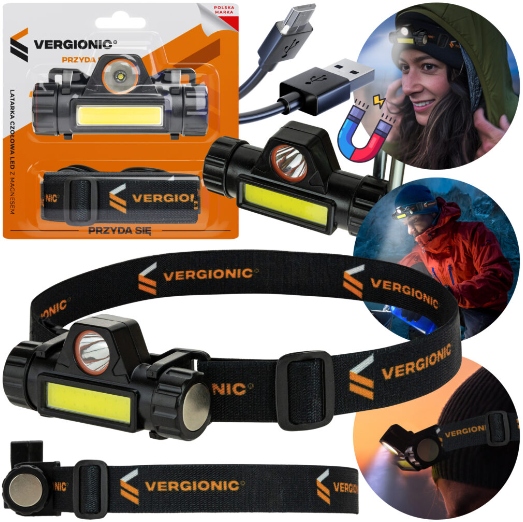 ČELOVKA COB 4v1 LAMPIČKA ČELOVKA S MAGNETEM Barva černá