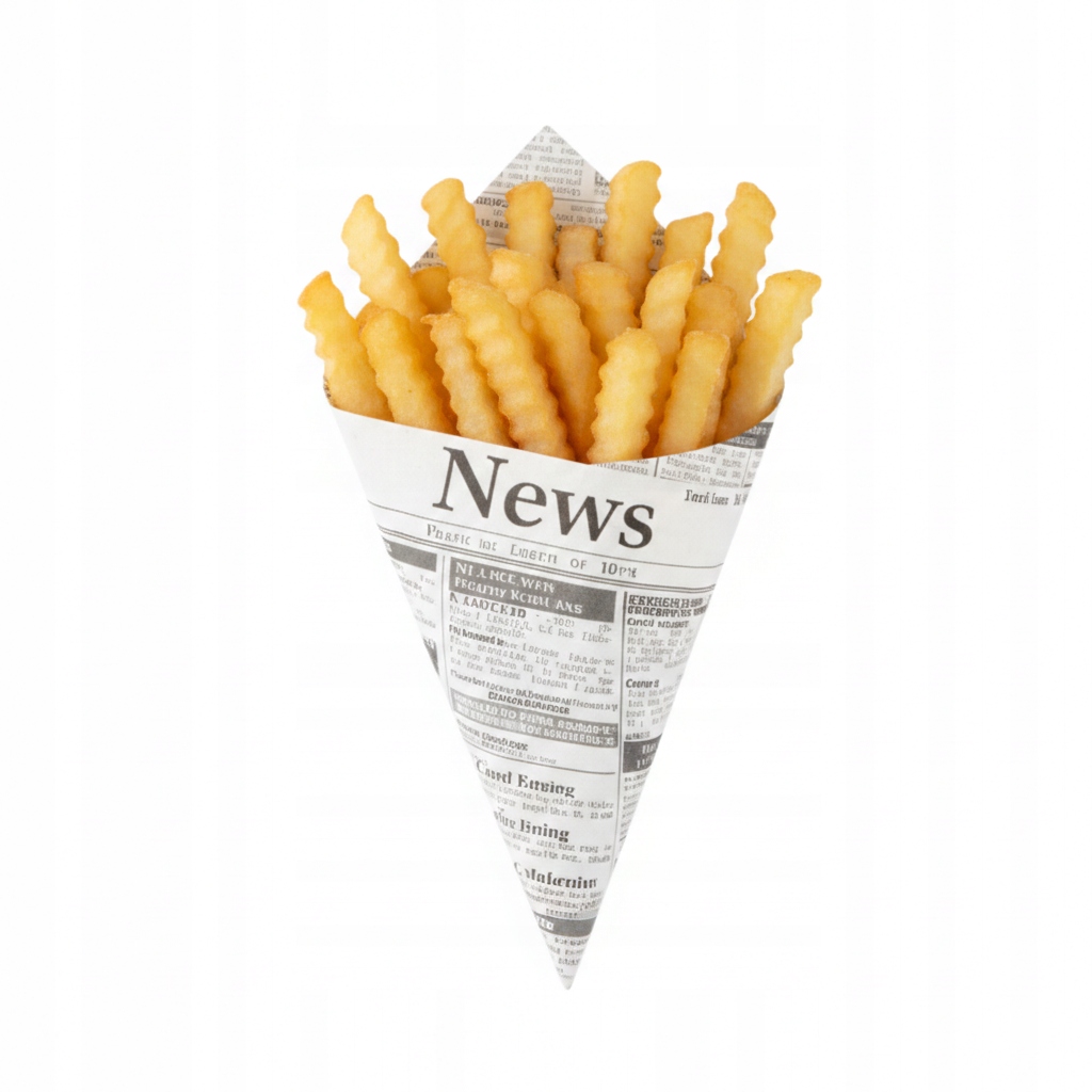Papierové vrecká kornútky na hranolky, popcorn, jednorazové 32x23cm, 250g, 1000ks