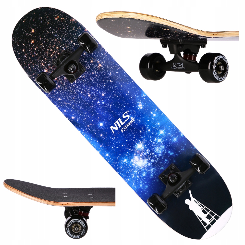Deskorolka Klasyczna Drewniana Deska Skateboard Dla Dziecka ABEC-7 Space