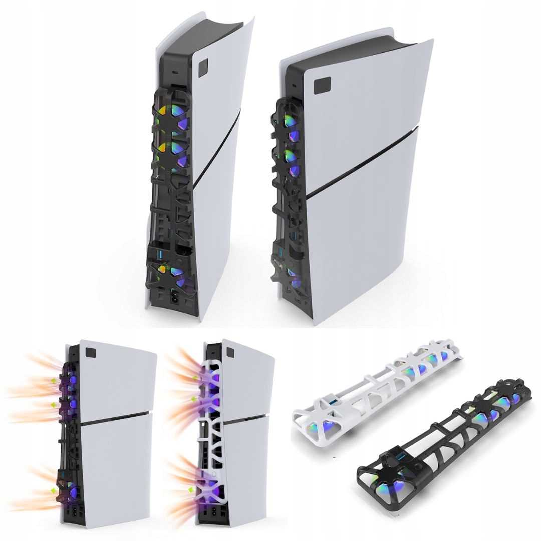 Wentylator Chłodzący Rgb do PS5 Slim z Trzema Prędkościami i Usb 3.0 Czarny