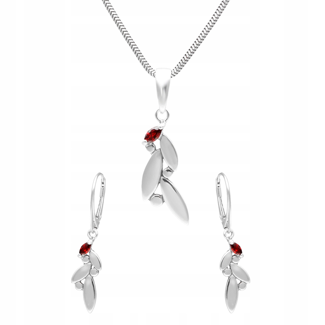 Komplet s vínovou zirkonií stříbro