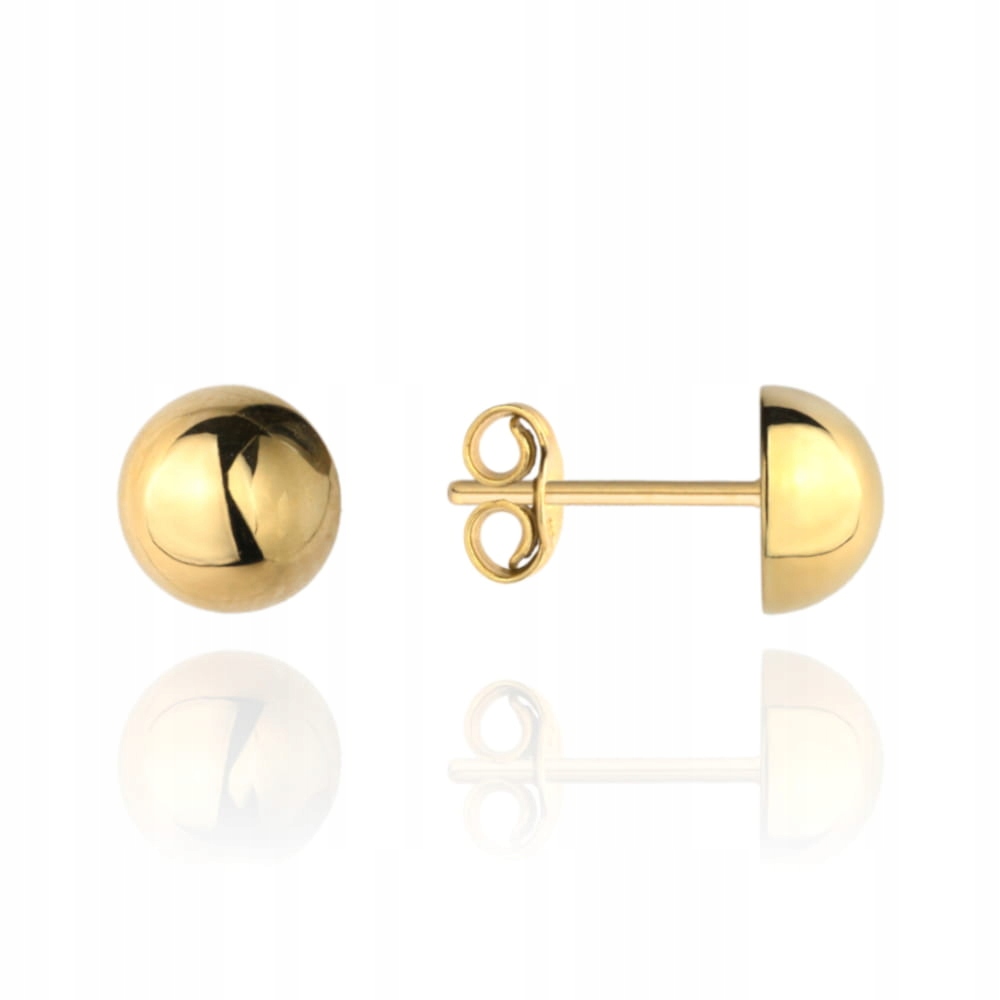 Náušnice Zlaté 585 Půl Kulky 7mm Puzeta 0.69g Lehké