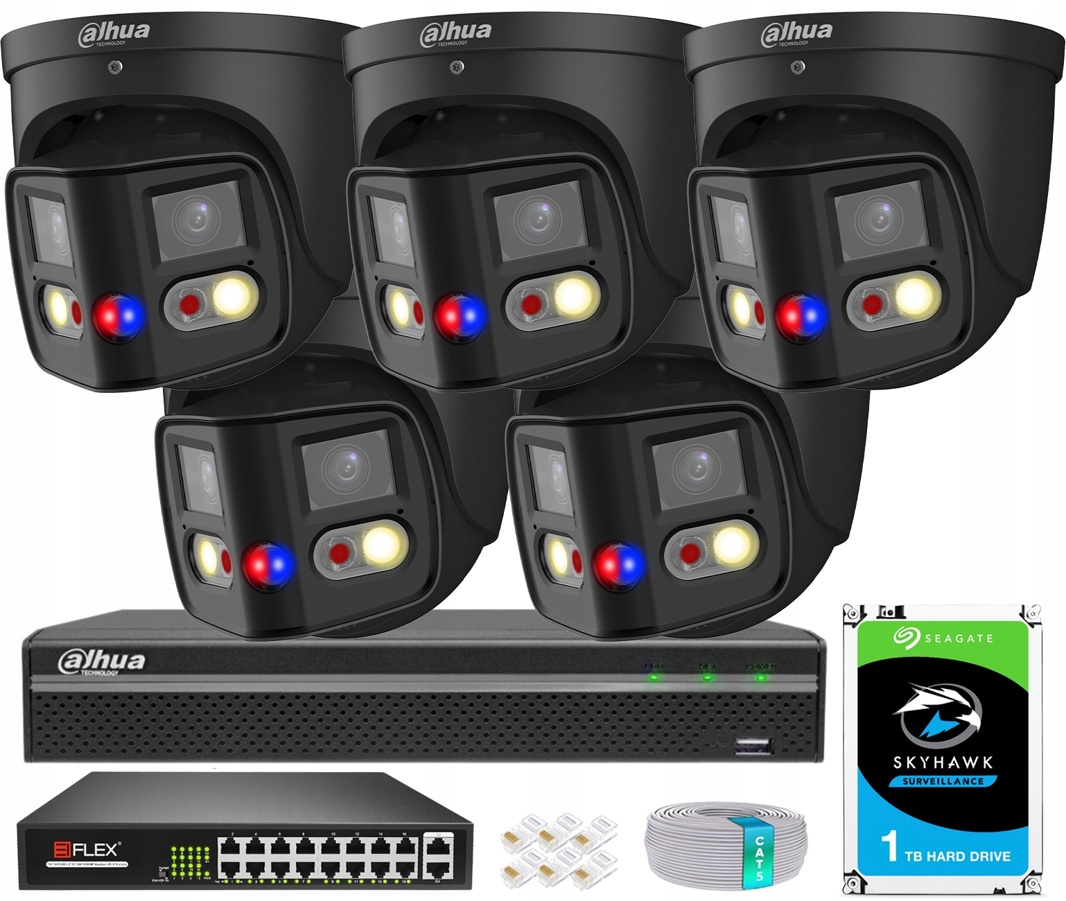 8Mpx monitorovací sada TiOC 5 Ip kamer Dahua Smart Dual Light Den/Noc