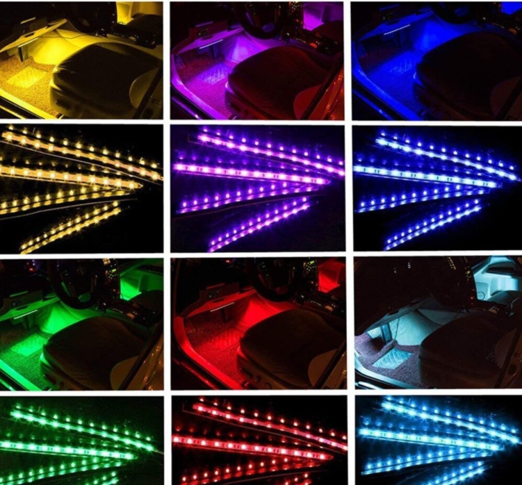 LEDY DO AUTA OŚWIETLENIE WNĘTRZA RGB Ledy USB OŚWIETLENIE WNĘTRZA AUTA Informacje dodatkowe żarówki w zestawie