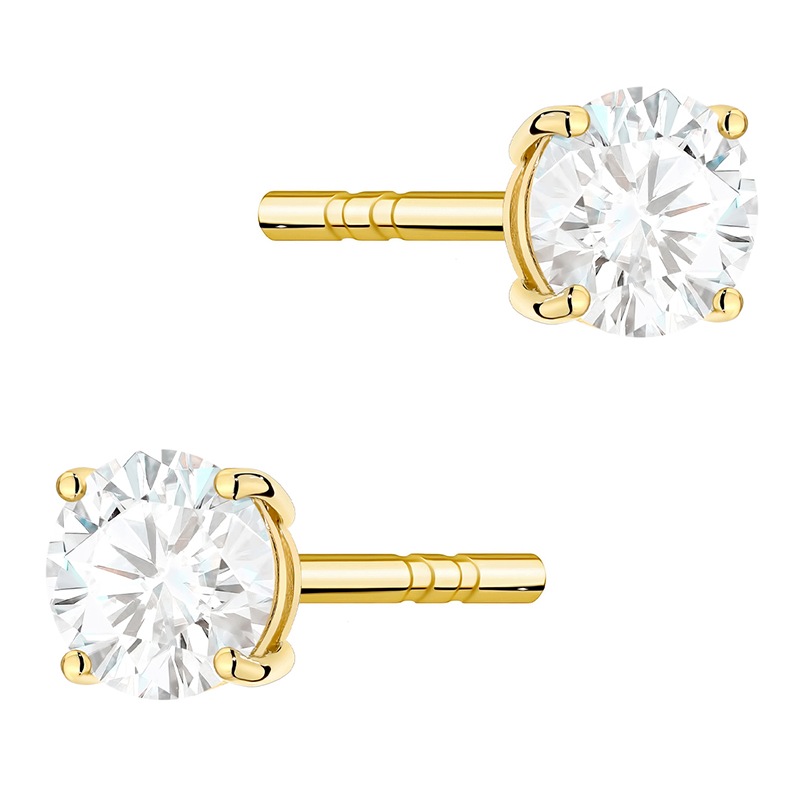 Złote Kolczyki pr 585 14k na Sztyft Diamenty Laboratoryjne 0,60ct Pudełko