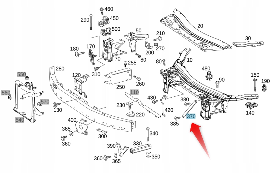 Podpěra pro úkosový držák Mercedes Glc A2536201000