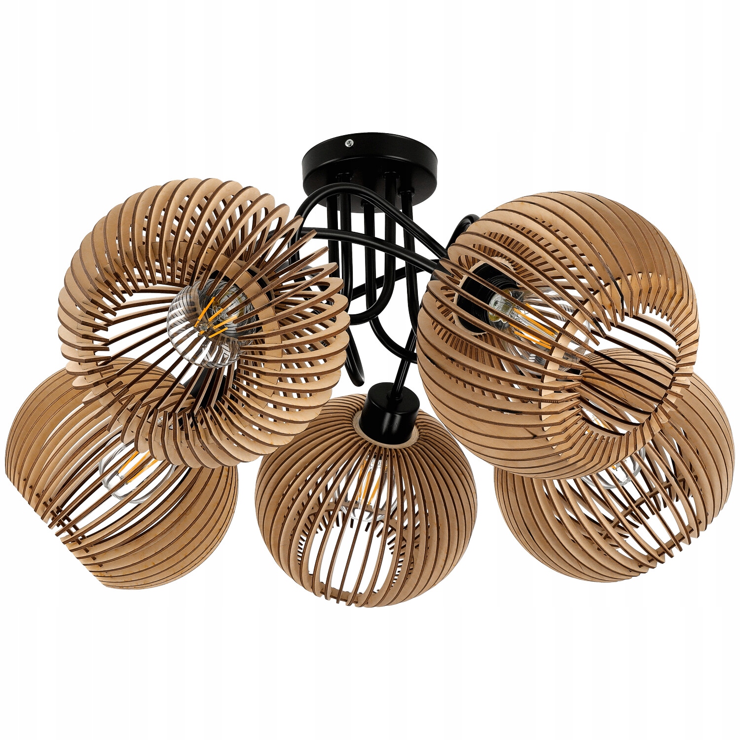 Drevená Led závesná stropná lampa 5xE27 do izby Krásna a rozložitá