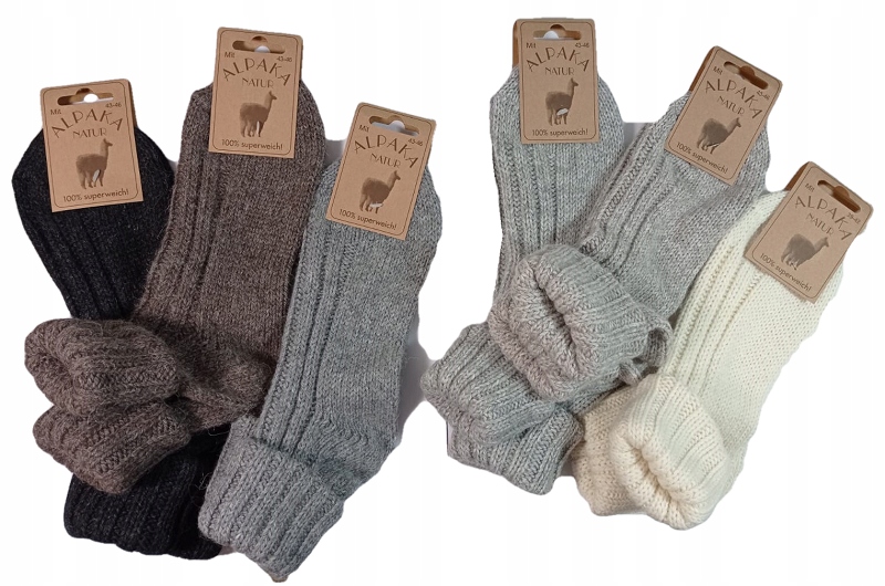 Ciepłe Skarpetki ALPAKA damskie Wywijane 35-38 Rozmiar 35-38