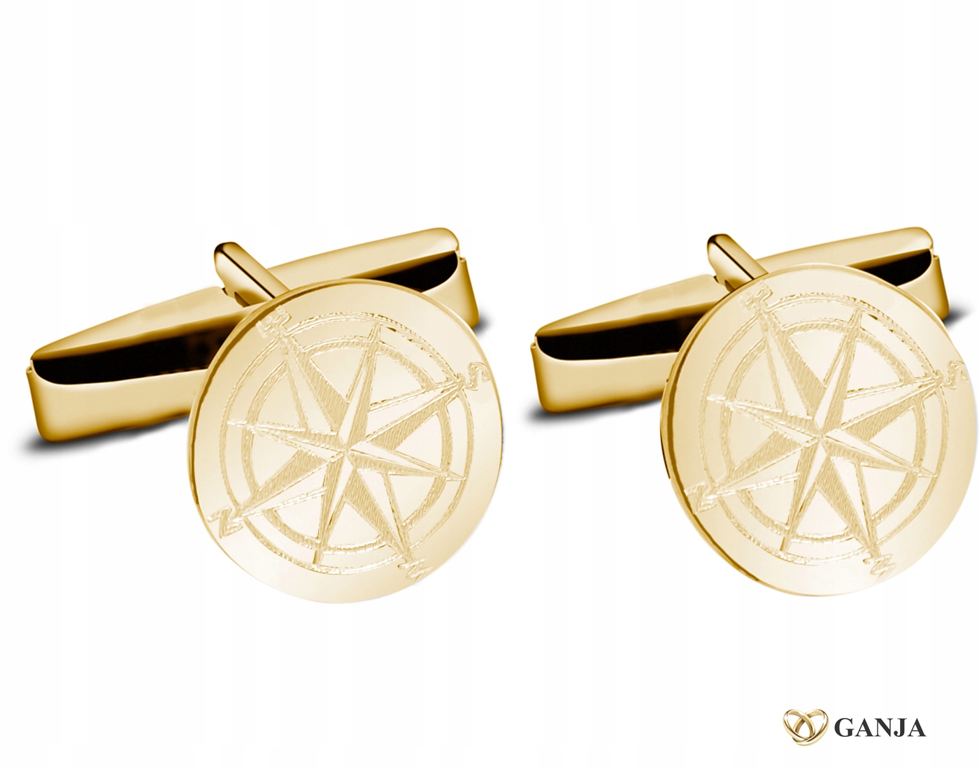 Manžetové knoflíčky ryzosti 925, navigace, kompas na kulatých sponkách