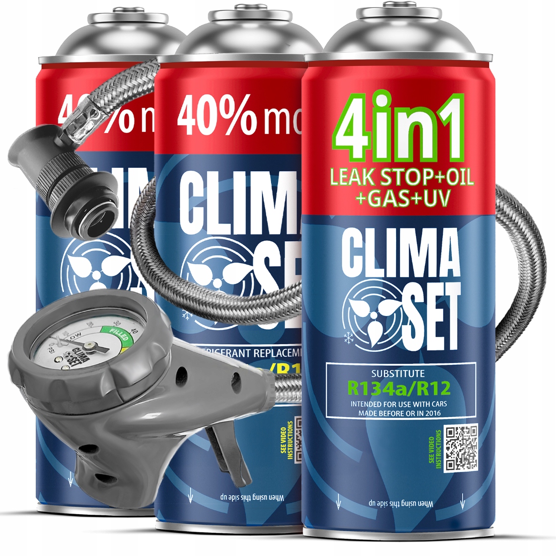 Clima Set 4v1 R134a +2x Plyn&Olej R134a Vypouštěcí potrubí