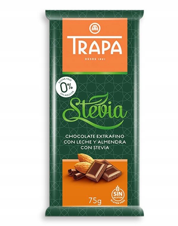 5 x Trapa Čokoláda s mandlemi a stévií 75 g