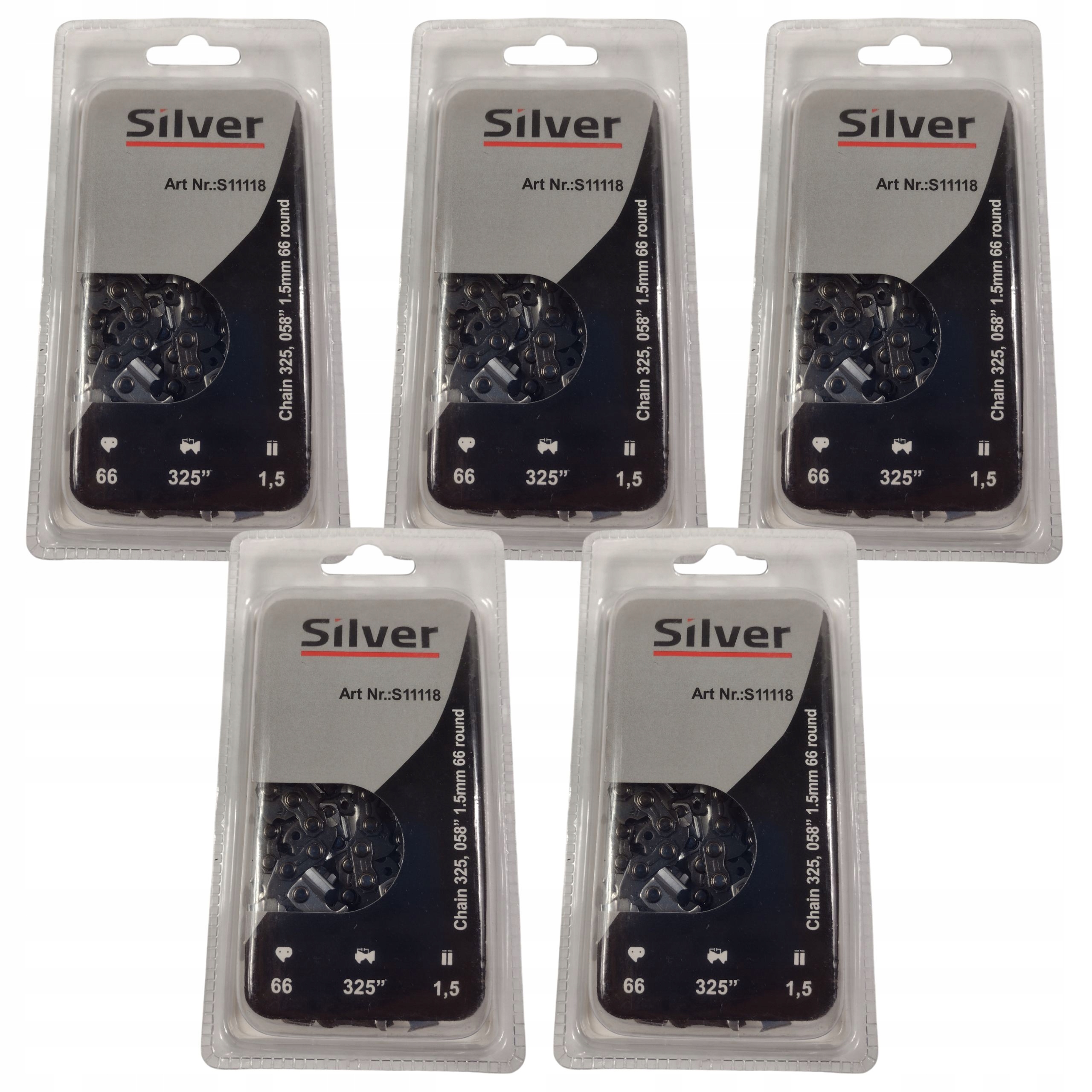 5 szt. Łańcuch Tnący Do Piły 16" 325 058 1.5 mm 66 ogniw SilverTools