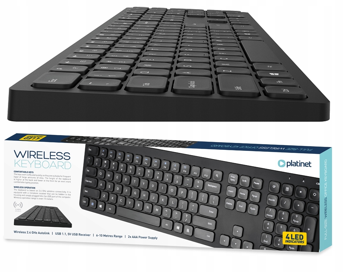 

Platinet Klawiatura Bezprzewodowa K100 Us Black
