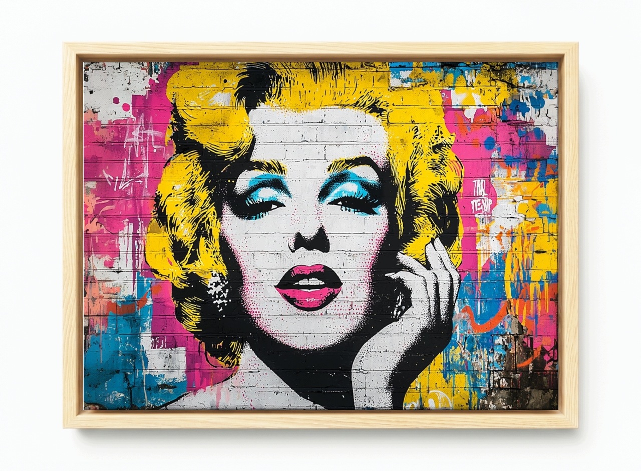 Obraz Rám Americká Krabička Cihlová Zeď Graffiti Pop Art Portrét Žena 120x80