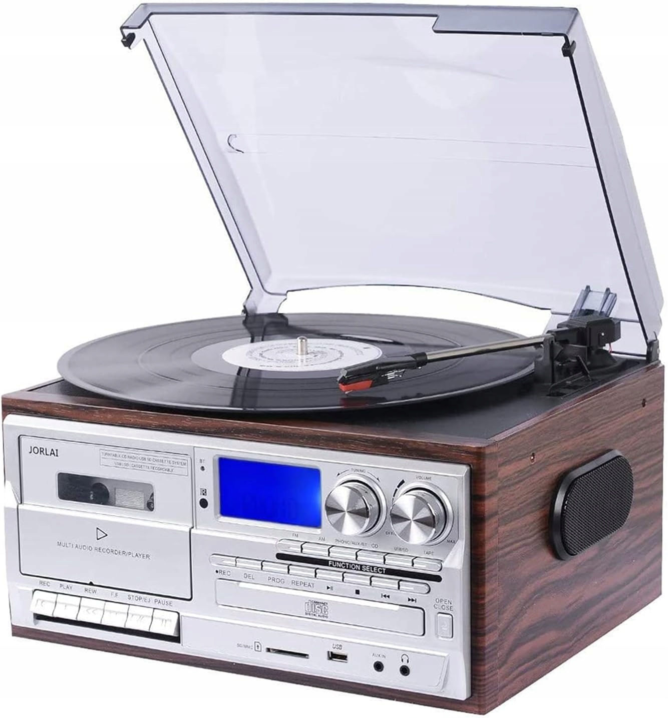 ODTWARZACZ WINYLOWY Z BLUETOOTH USB JORLAI LCD