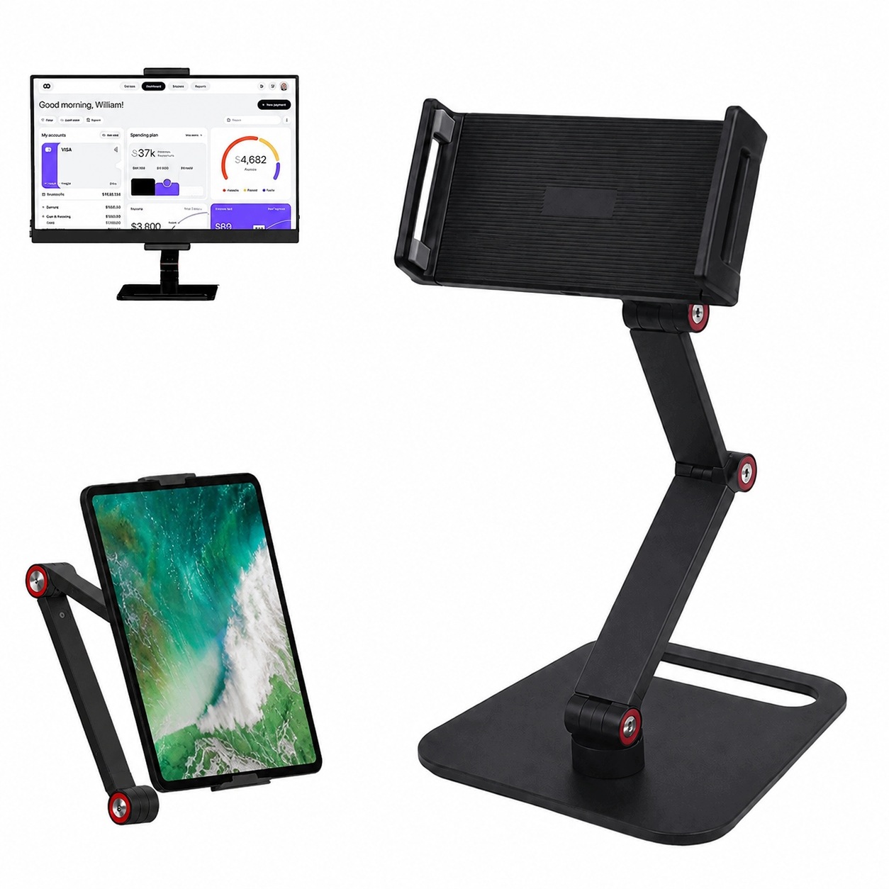 Držák Na Telefon Tablet 4,7-12,9" Na Stůl Hliník 360° Nastavitelný