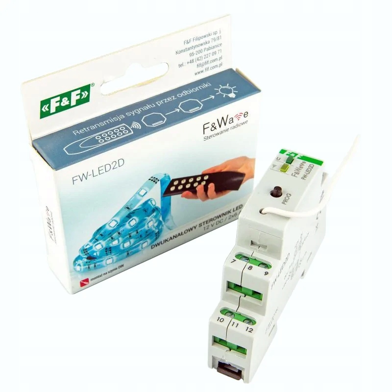 Dvoukanálový rádiový ovladač 12 V DC 2x6A FW-LED2D F&f
