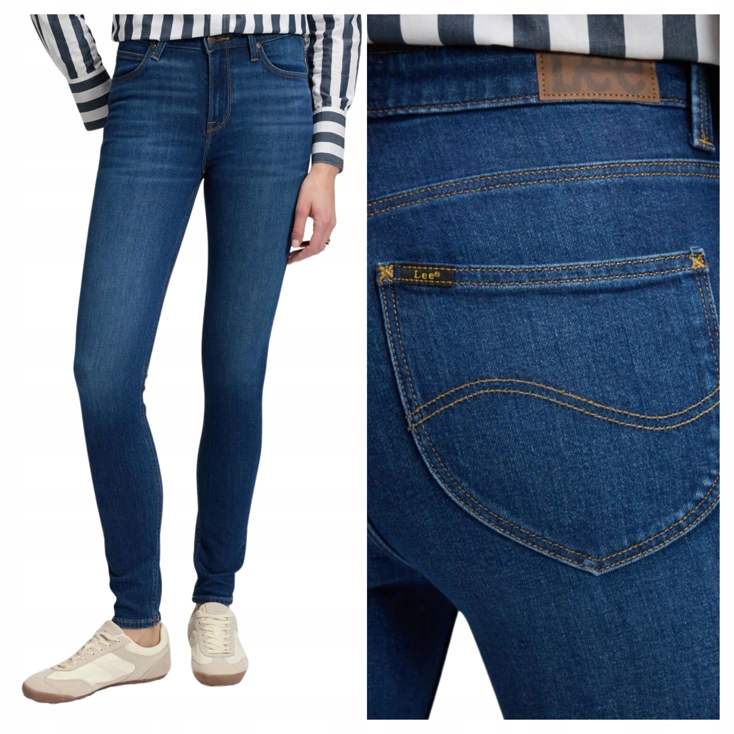 Dámské džíny Lee Scarlett High Dark Bundle modré skinny fit W33 L31