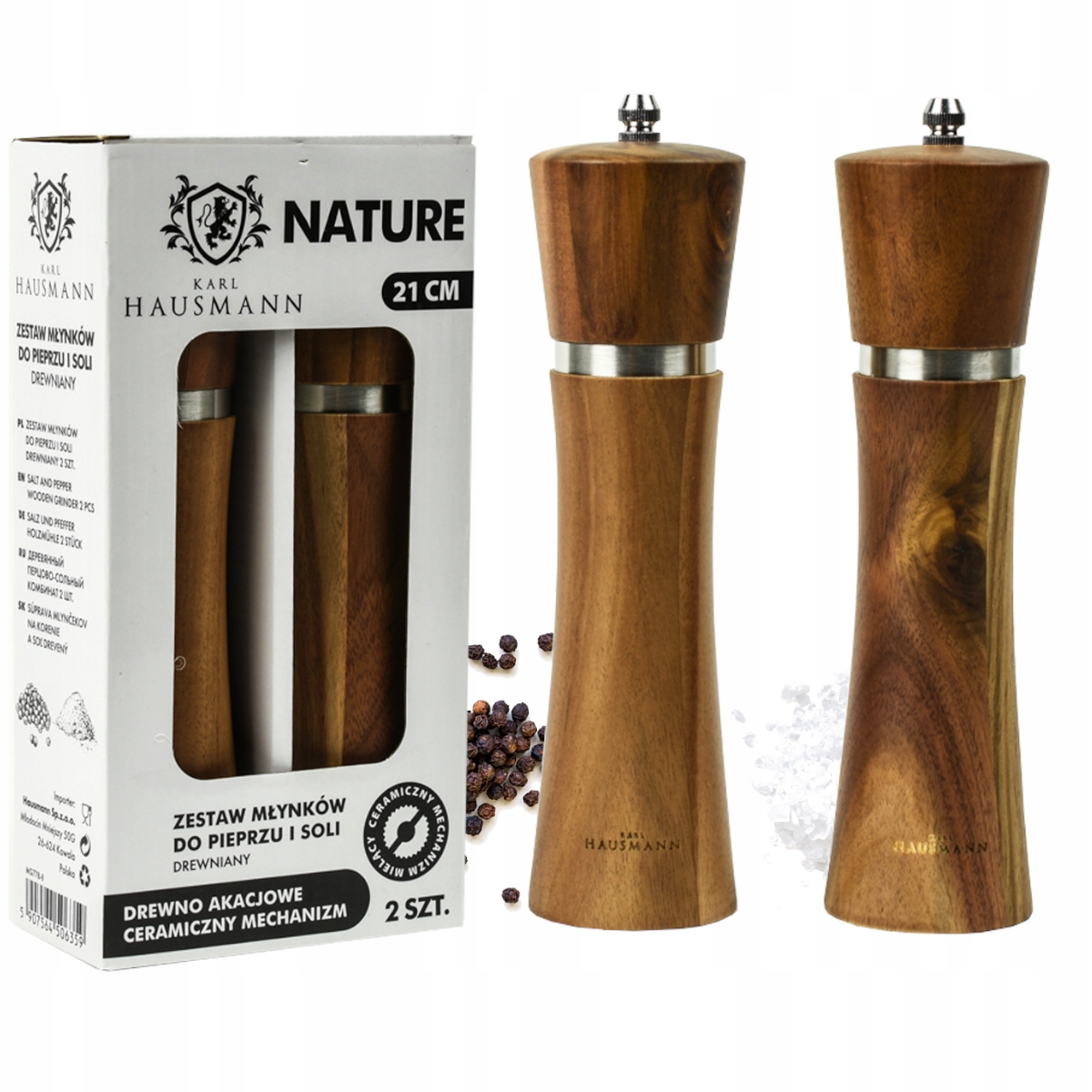 ZESTAW MŁYNKÓW DREWNIANYCH MŁYNEK DO SOLI PIEPRZU