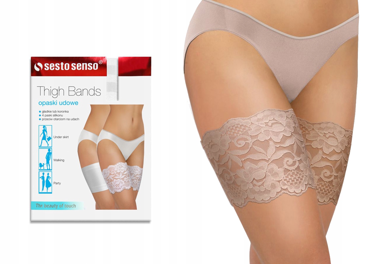 

Sesto Senso Opaski na uda Koronka Beżowe 60-65