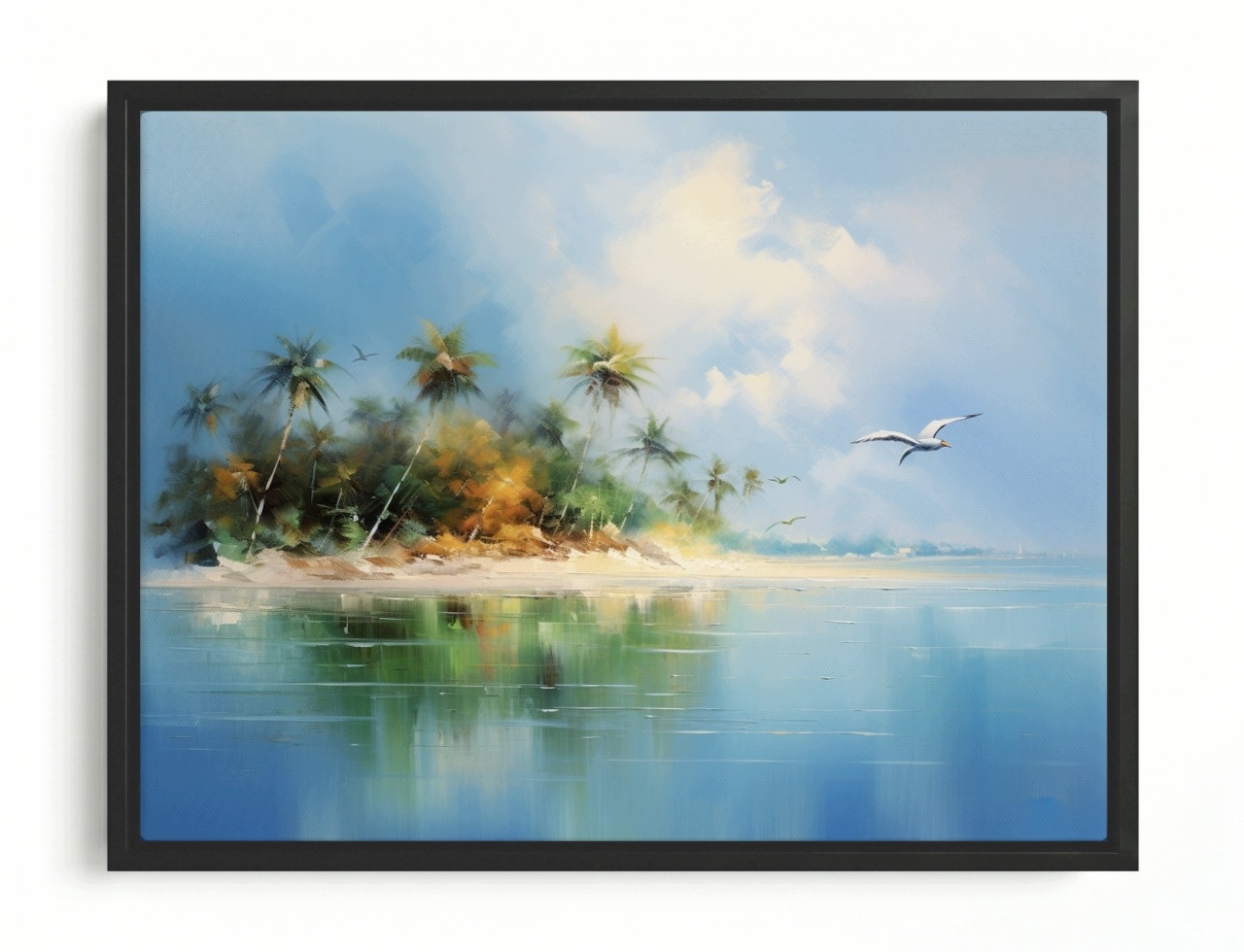 Obraz Rama American Box Krajina Moře Oceán Ostrov Pláž Palmy Mewa 80x60