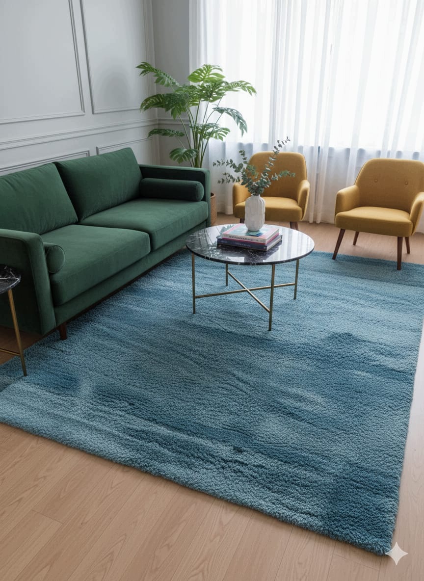 Moderný modrý koberec 160 x 230 cm – mäkký, jednotný, elegantný