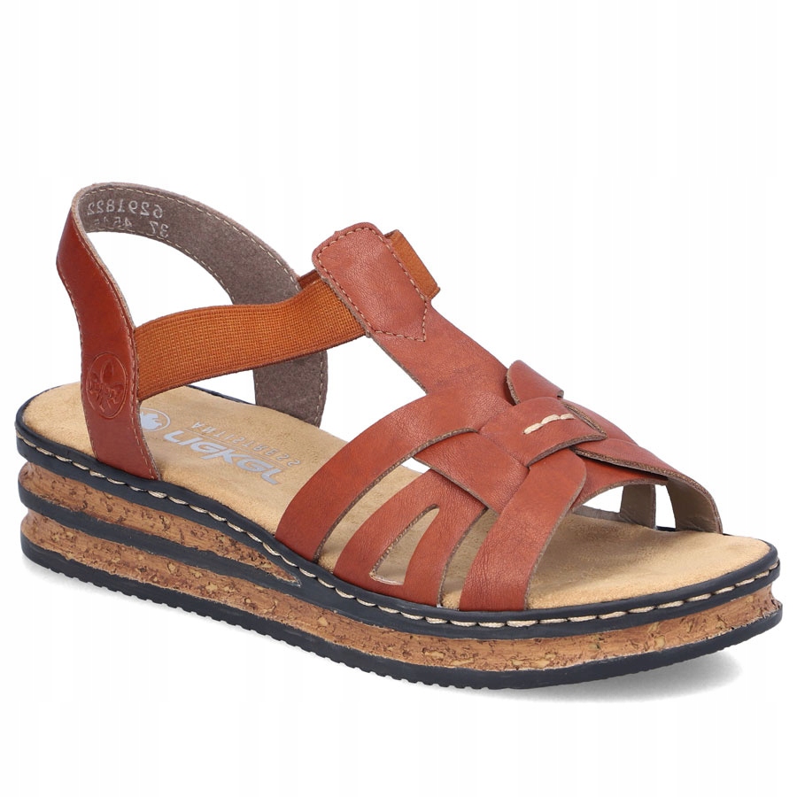 Pohodlné dámské sandály na klínku hnědé barvy Rieker 62918-62 42