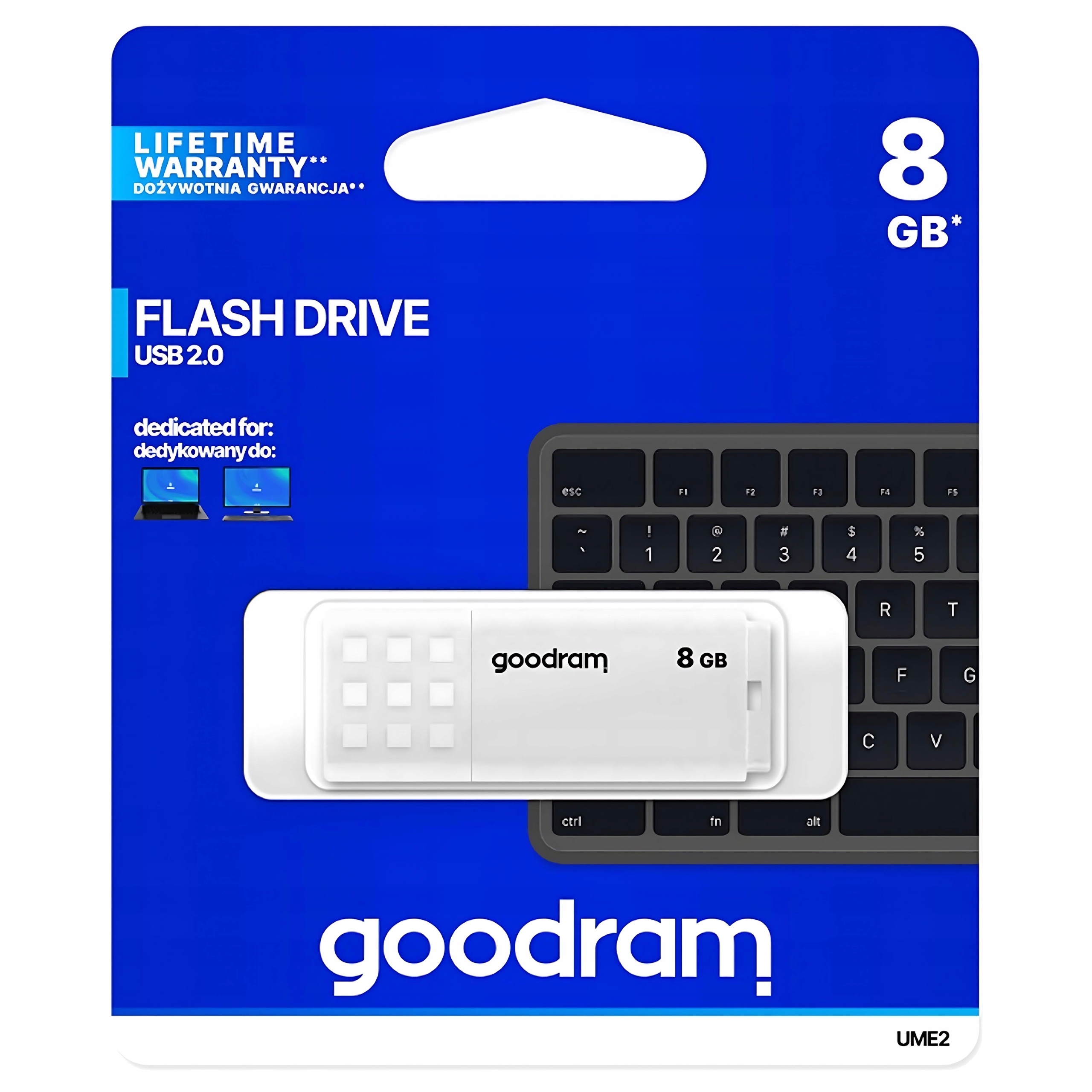 Pendrive GOODRAM Flashdrive 8 GB USB 2.0 biały
