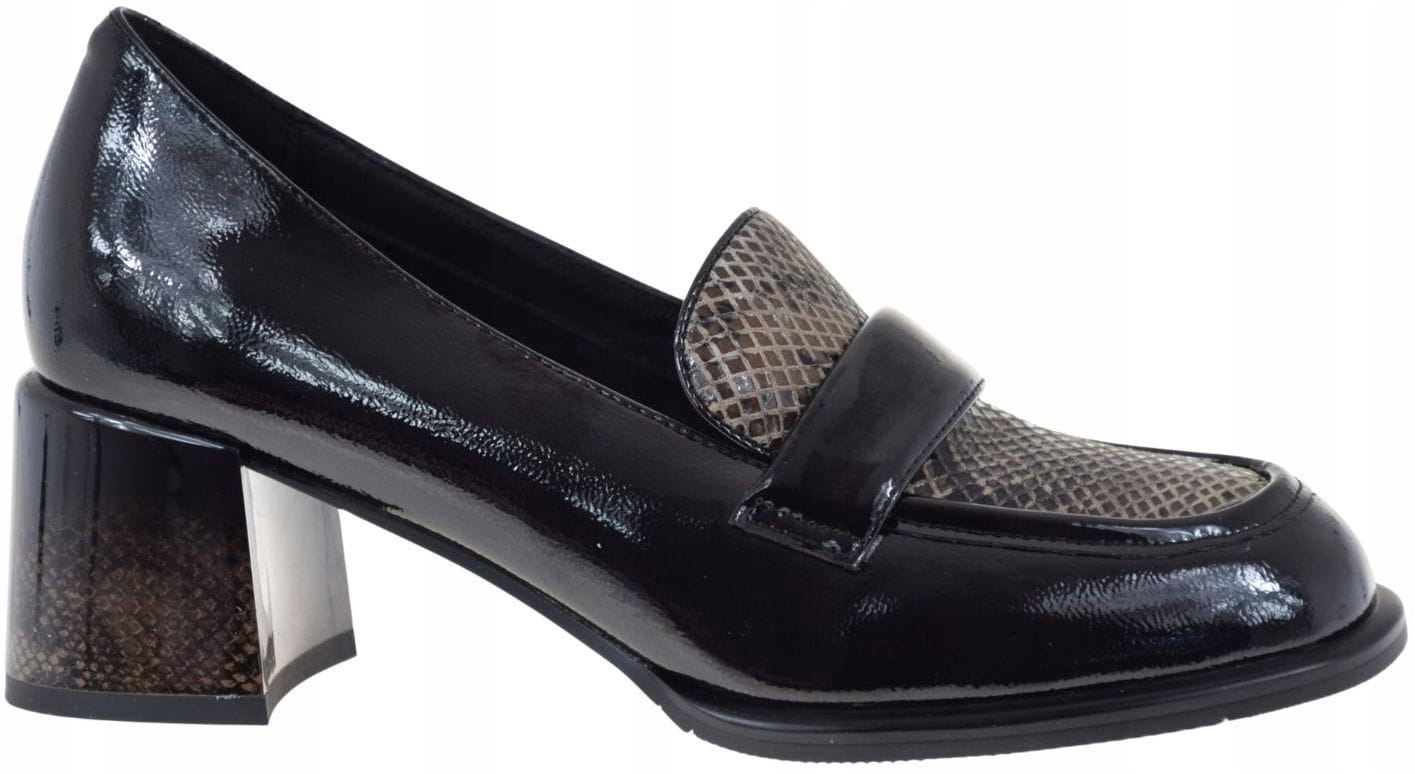 Dámské lodičky na podpatku z mokasíny Epica D7C858, přírodní kůže, černé, velikost 38