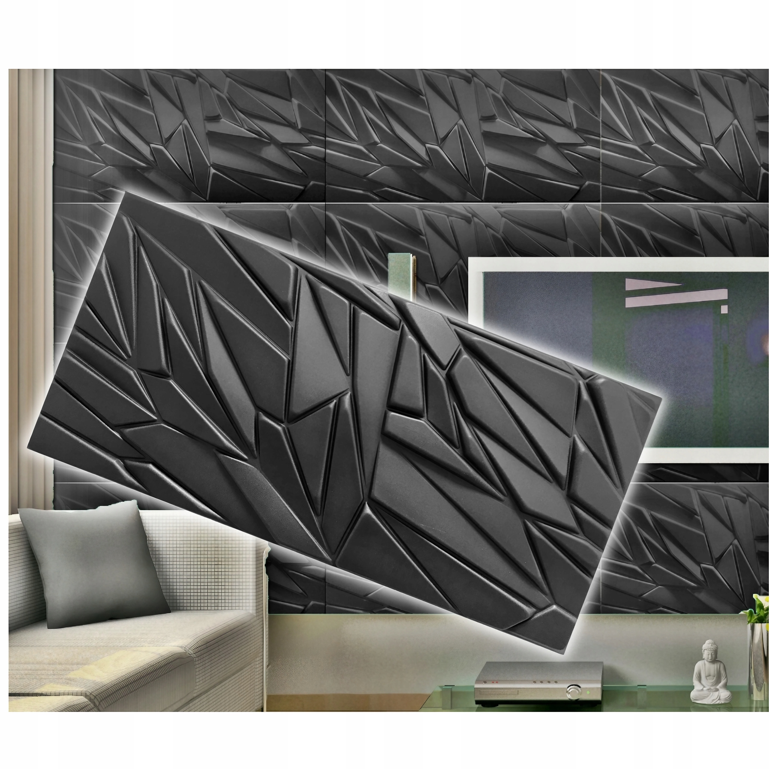 Kasetony Dekoracyjne ŚCIENNE Panele Czarne Rock 100x50cm