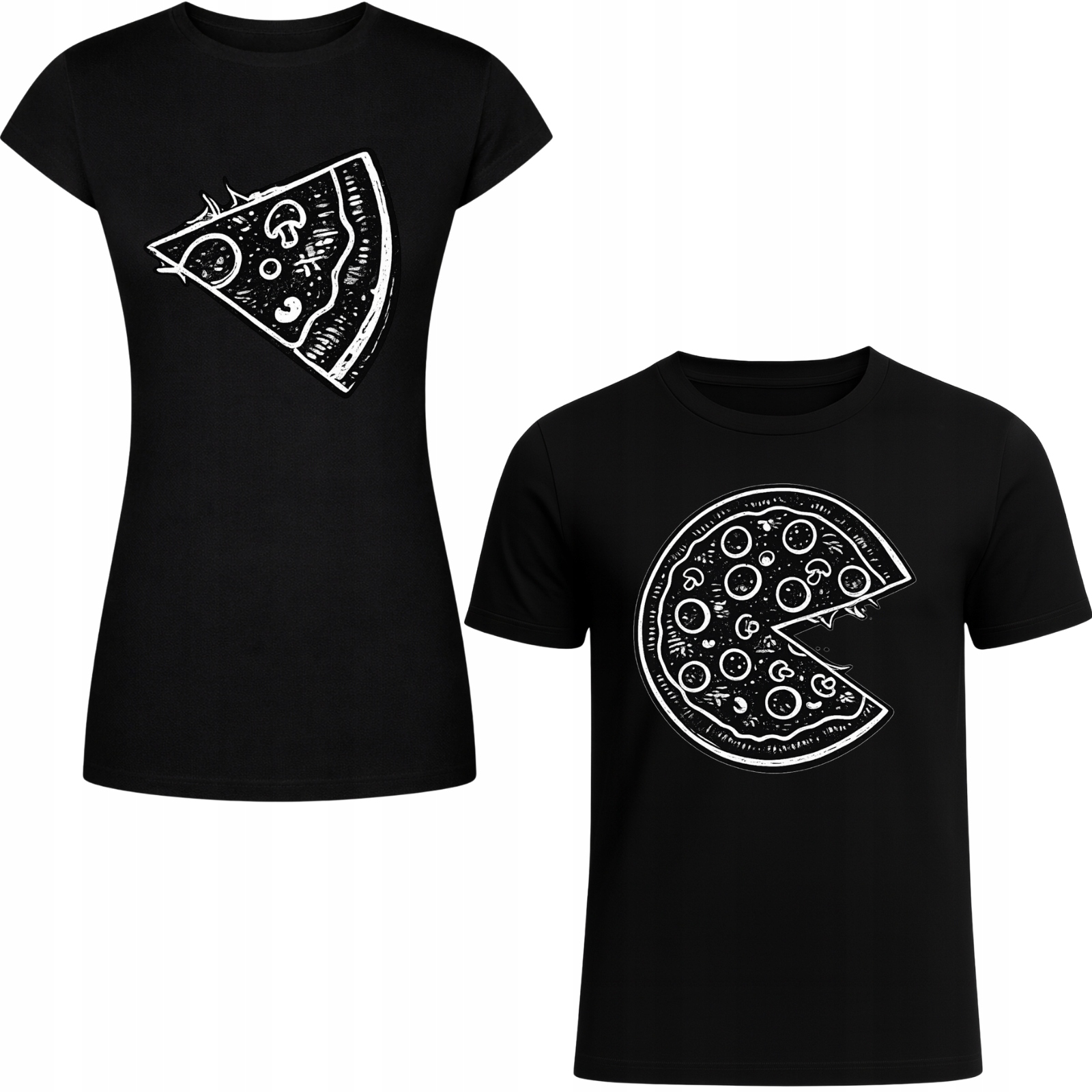 2x Koszulka dla Par Matching Pizza Super Prezent Komplet na WALENTYNKI S