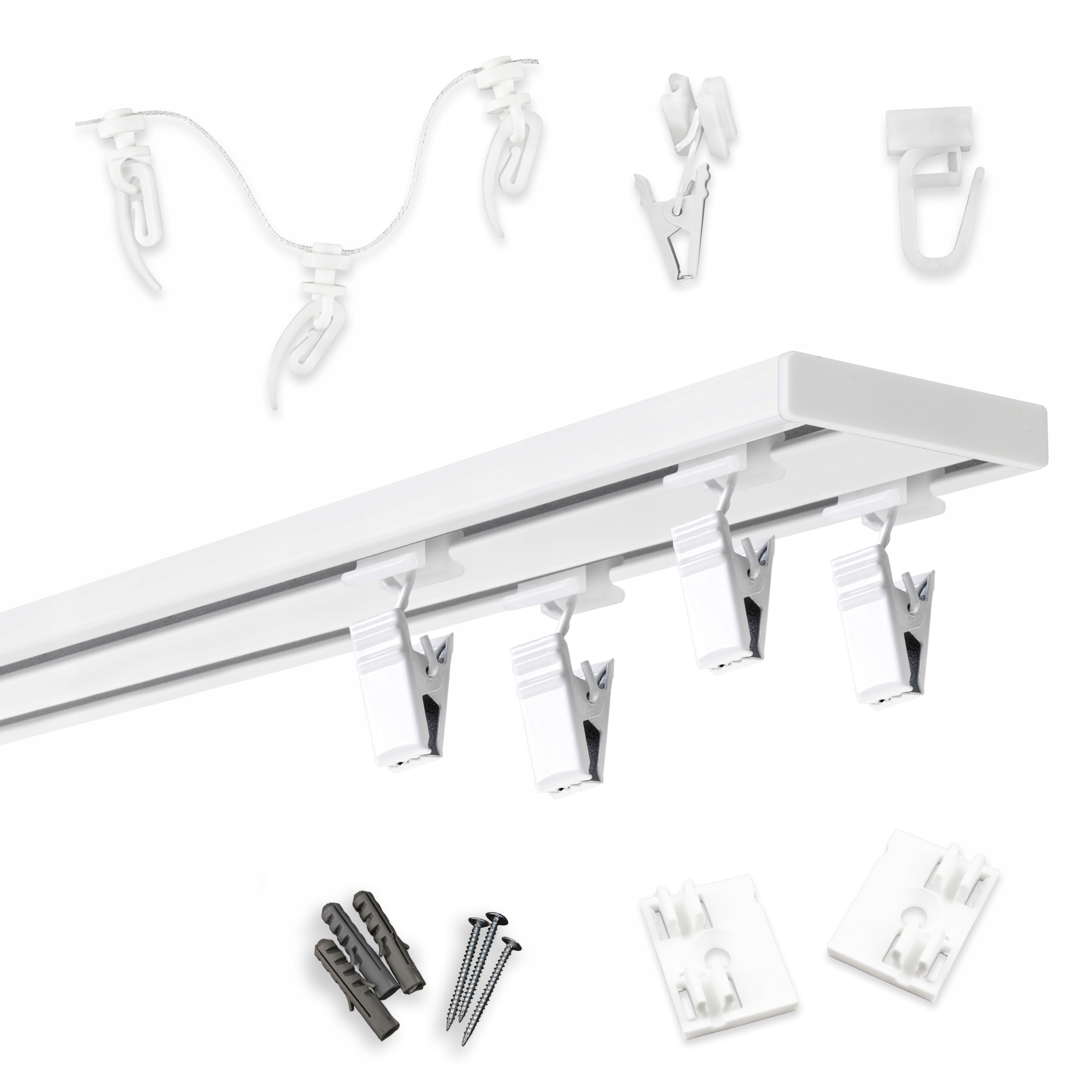 Garnýž Duo Stropní Lišta Dvojitá Hliníková 290 CM Žabky A Špendlíky