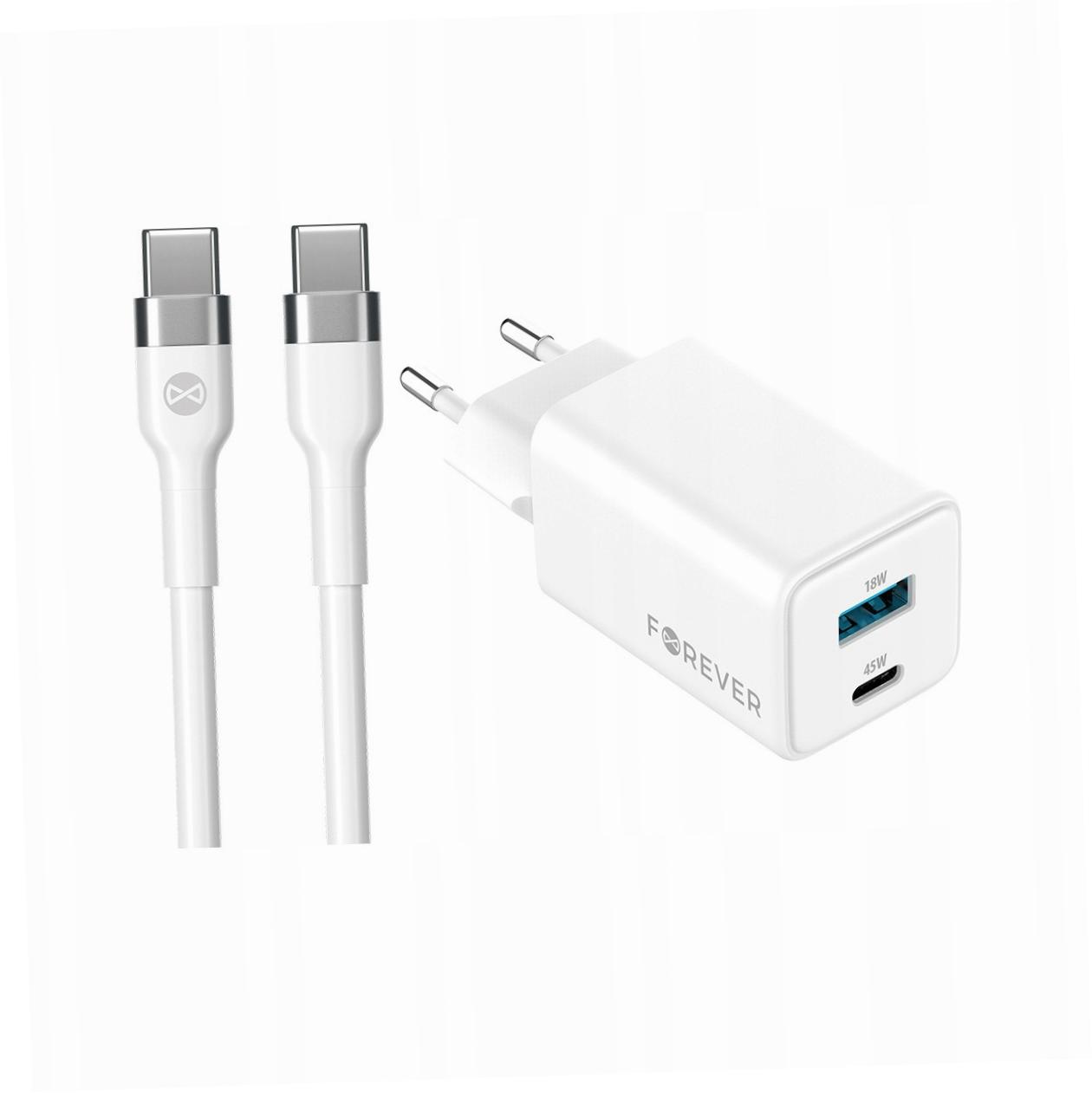 Szybka ładowarka GaN 45W 2 wejścia Usb i Usb-c z kablem do Realme C53