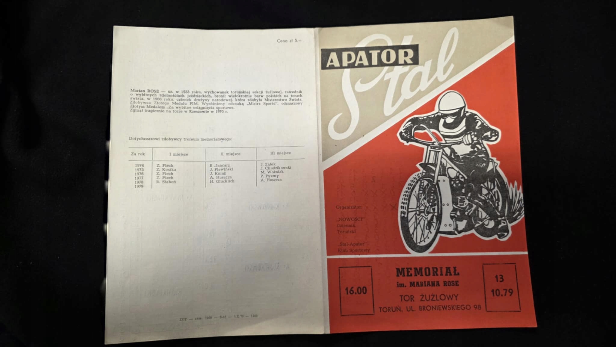 STAL APATOR TORUŃ MEMORIAŁ ROSE 1979