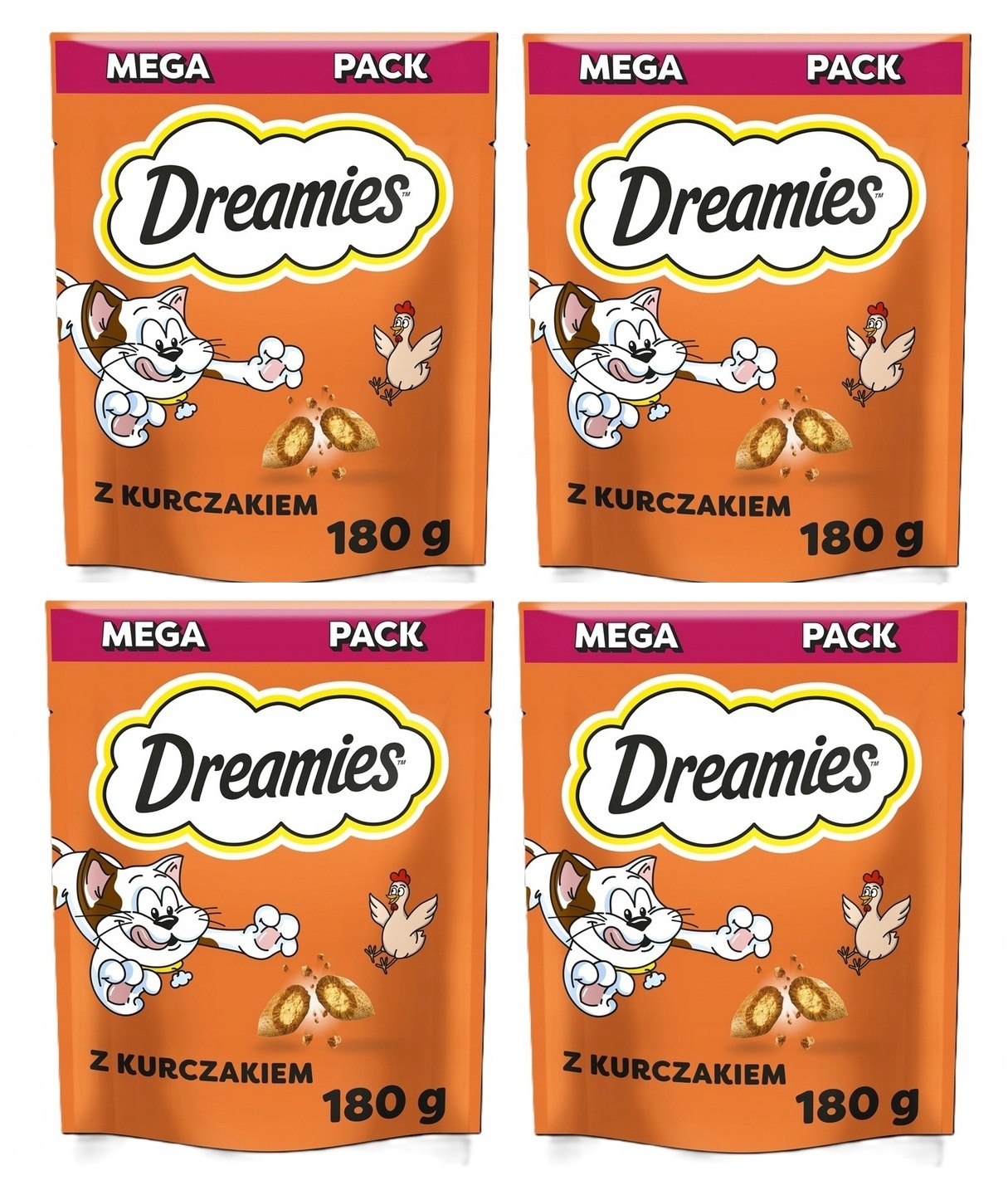 Dreamies Pack Křupavé pamlsky pro kočky s kuřecí příchutí 4x180 g