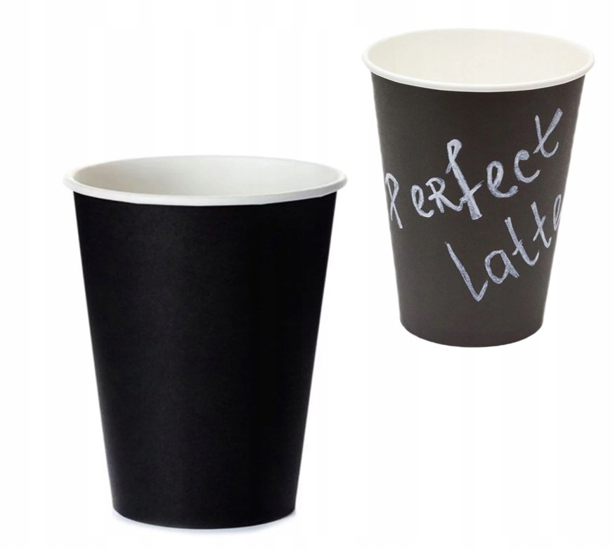 

Kubki papierowe Czarne pisanie kredą 250ml 50szt