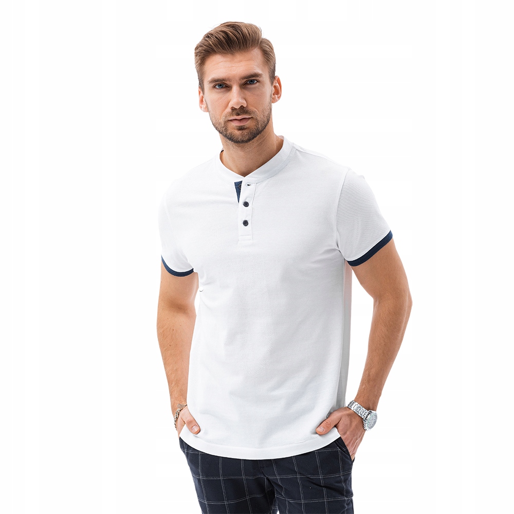 

Polo męskie bez kołnierzyka S1381 V1 biały L